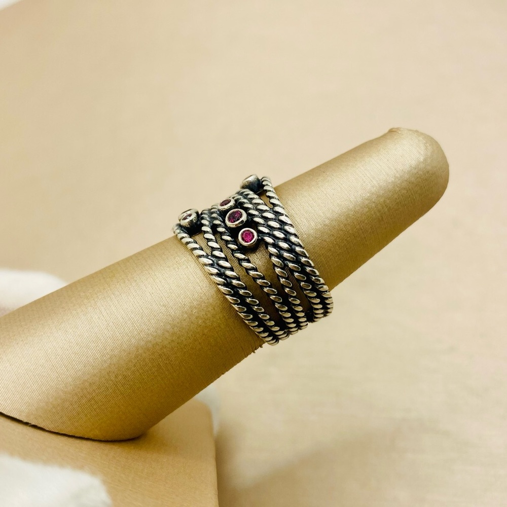 EUC Pandora 190863RHL 925 Sterling Silver Hidden Romance Ring w/ Rhodolite Stone - Picture 7 of 17
